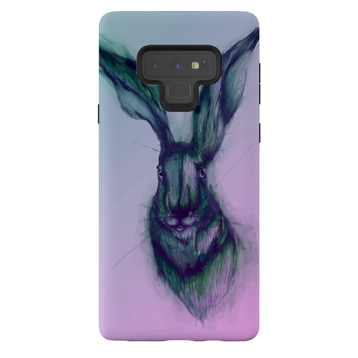 Galaxy Note 9 StrongFit Watercolor Hare by ECMazur 