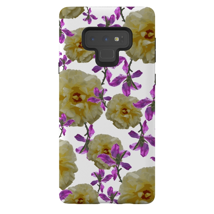 Galaxy Note 9 StrongFit Flowers + Purple Vines by Zala Farah