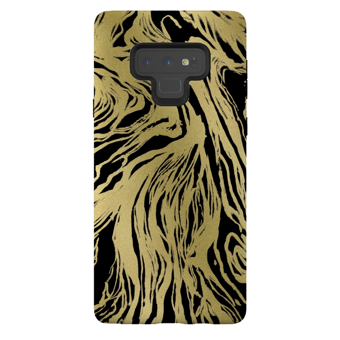 Galaxy Note 9 StrongFit Black and Gold Marble by Caitlin Workman
