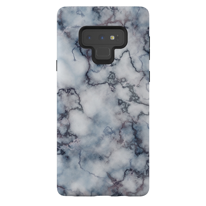 Galaxy Note 9 StrongFit Blue and Silver Veined Marble by CatJello
