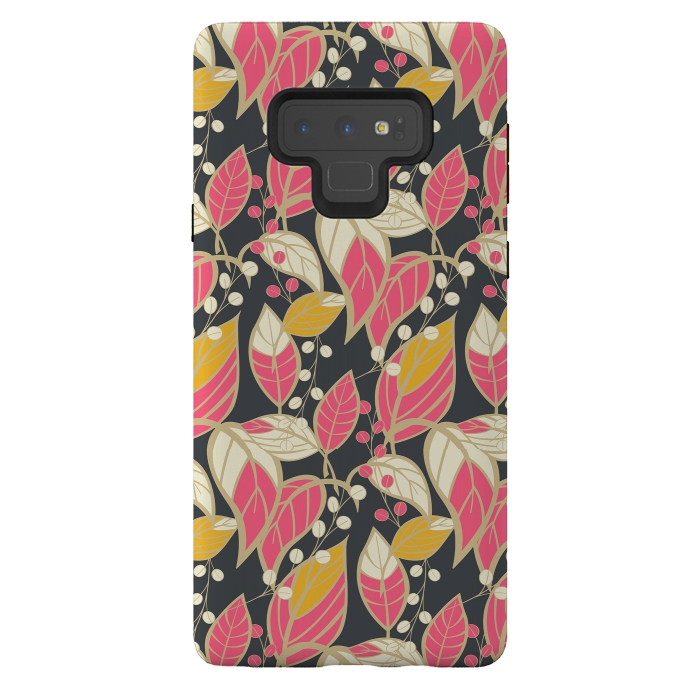 Galaxy Note 9 StrongFit Seamless floral pattern with hand drawn leaves 002 by Jelena Obradovic