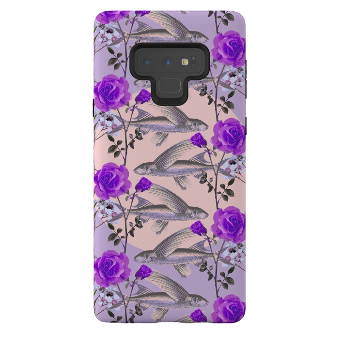 Galaxy Note 9 StrongFit Floral Fishies (Purple) by Zala Farah