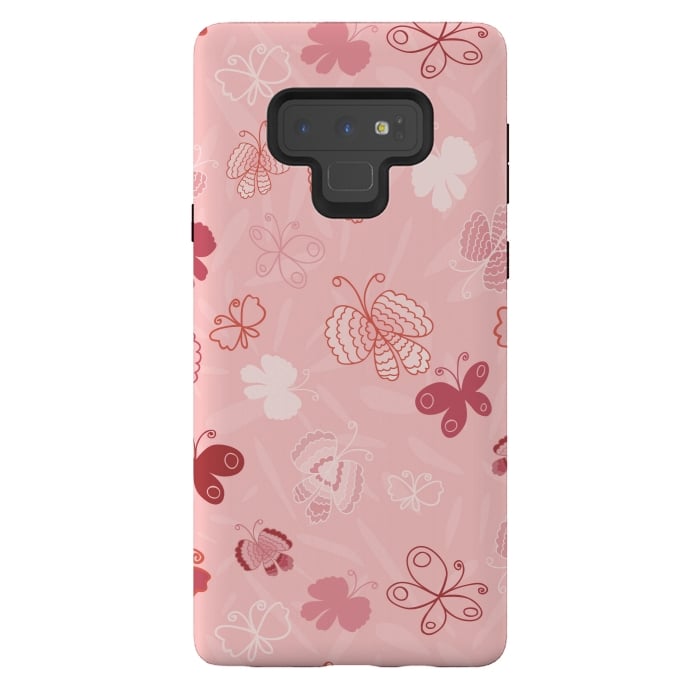 Galaxy Note 9 StrongFit Pretty Butterflies on Light Pink by Paula Ohreen