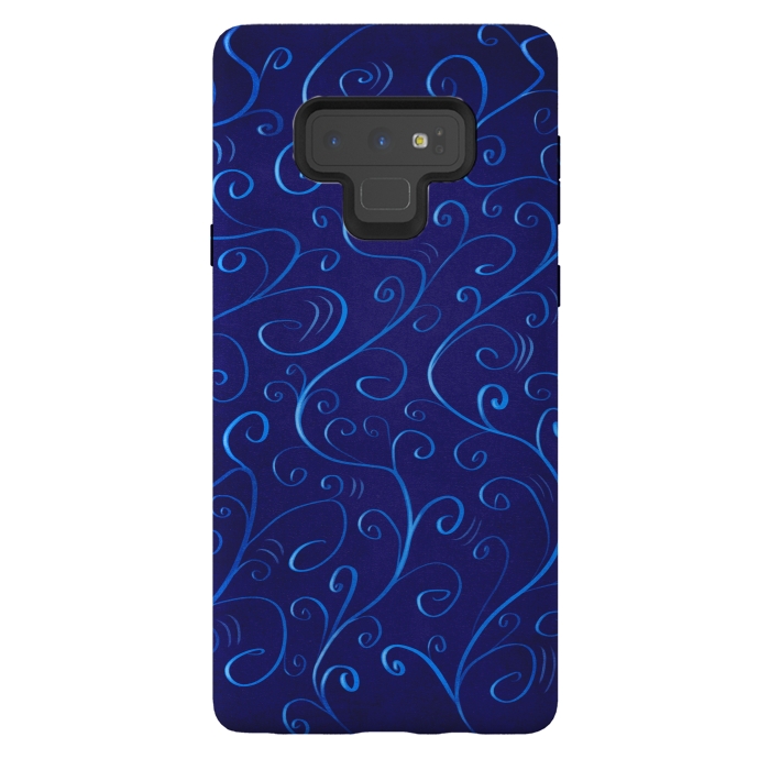 Galaxy Note 9 StrongFit Beautiful Glowing Blue Swirls by Boriana Giormova