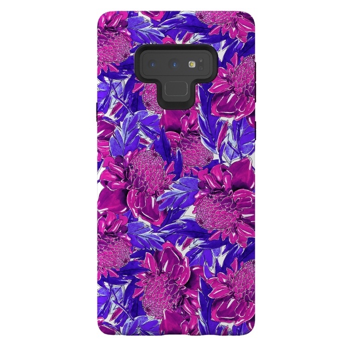Galaxy Note 9 StrongFit Ultra violet proteas meadow by Mmartabc