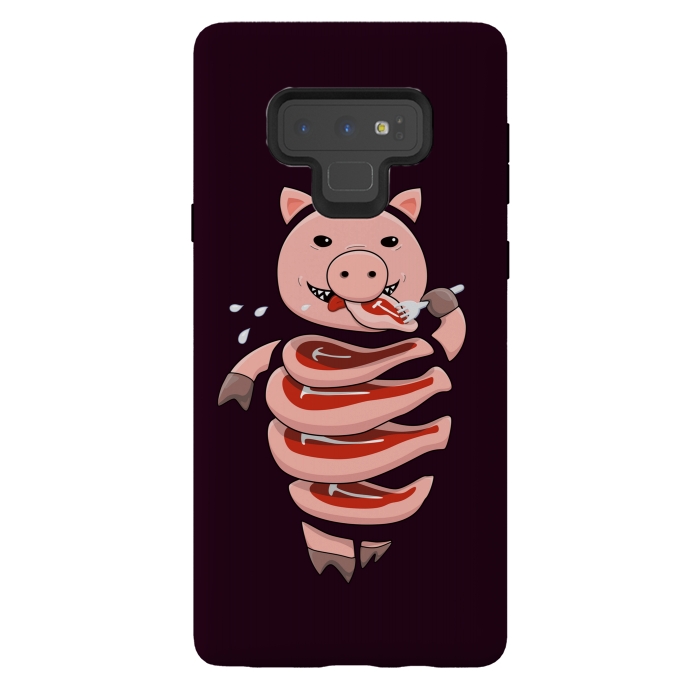 Galaxy Note 9 StrongFit Dark Hungry Self Eating Cut In Steaks Pig by Boriana Giormova