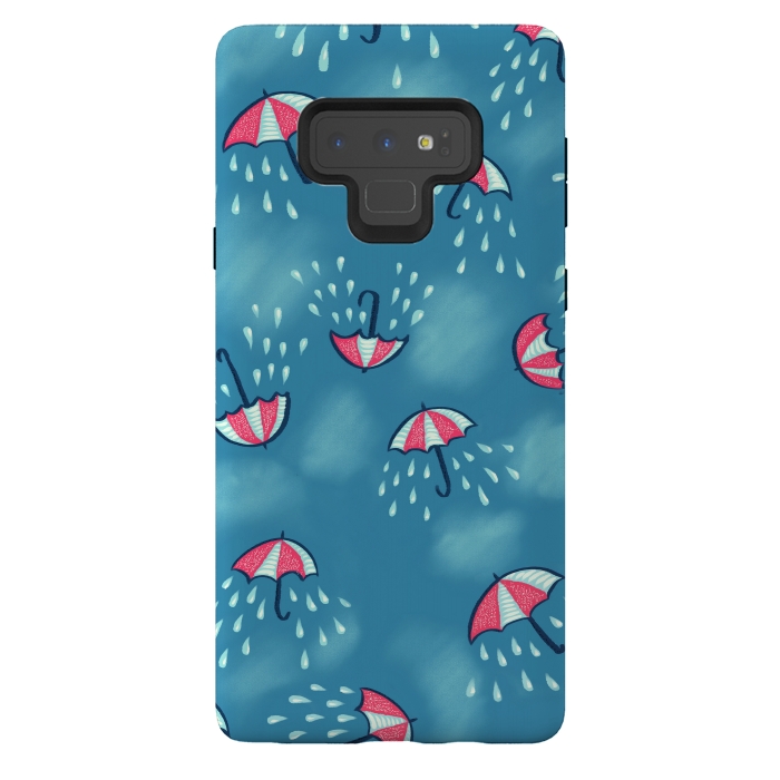 Galaxy Note 9 StrongFit Fun Raining Cartoon Umbrella Pattern by Boriana Giormova