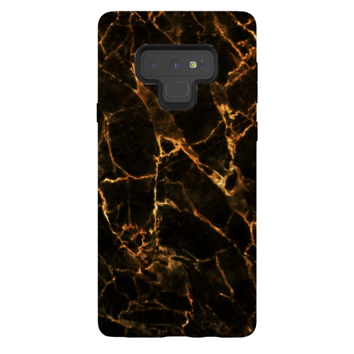 Galaxy Note 9 StrongFit Black marble with golden cracks by Oana 