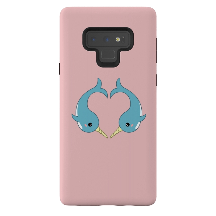 Galaxy Note 9 StrongFit Narwhal heart by Laura Nagel