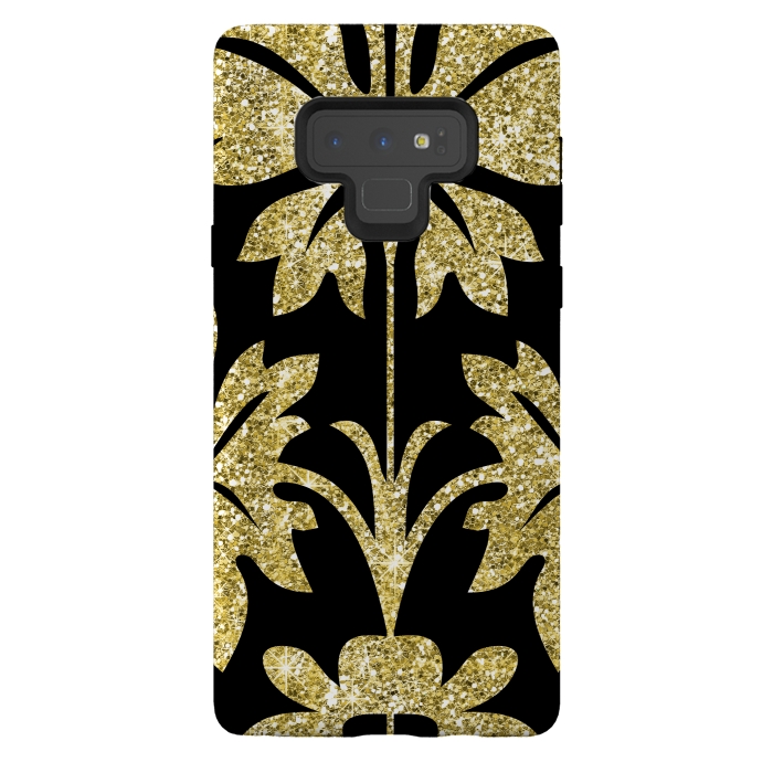 Galaxy Note 9 StrongFit Gold Glitter Black Background by Alemi