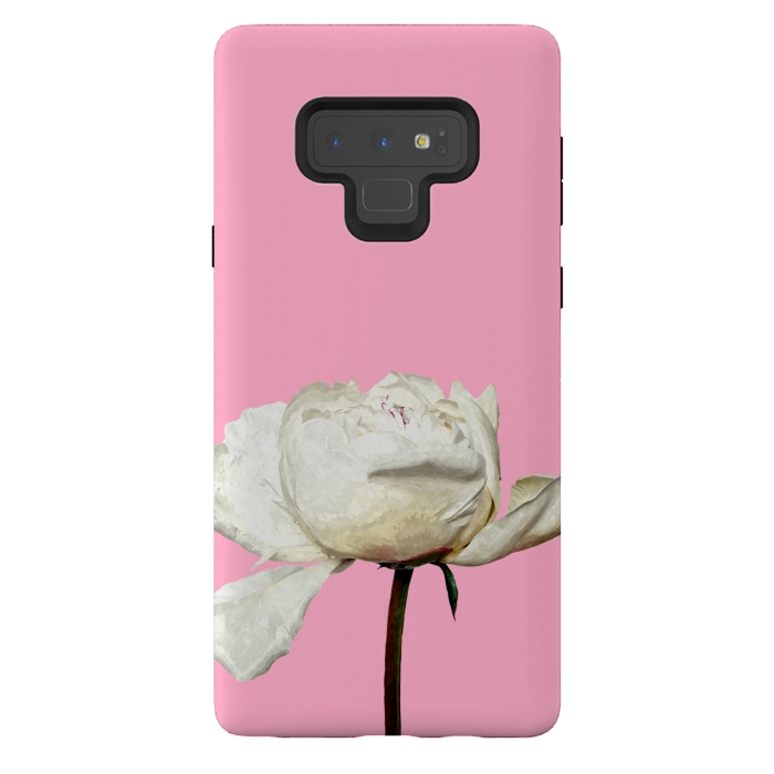 Galaxy Note 9 StrongFit White Peony Pink Background by Alemi