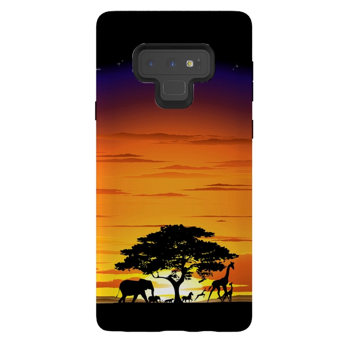 Galaxy Note 9 StrongFit Wild Animals on African Savanna Sunset  by BluedarkArt