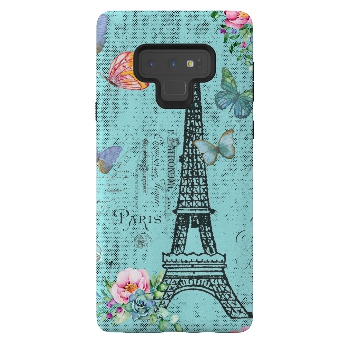 Galaxy Note 9 StrongFit Blue Eiffel Tower Paris Watercolor Illustration by  Utart