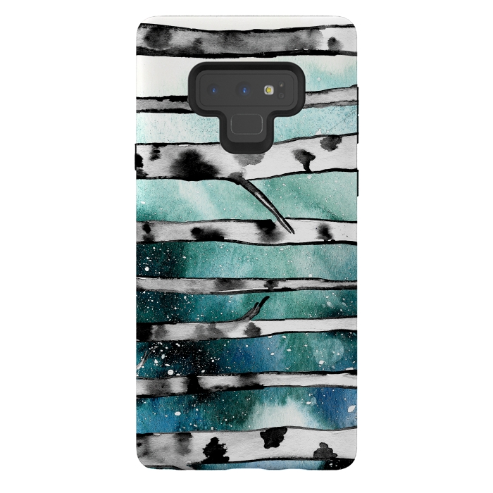 Galaxy Note 9 StrongFit Abstract Birch Teal  by Amaya Brydon