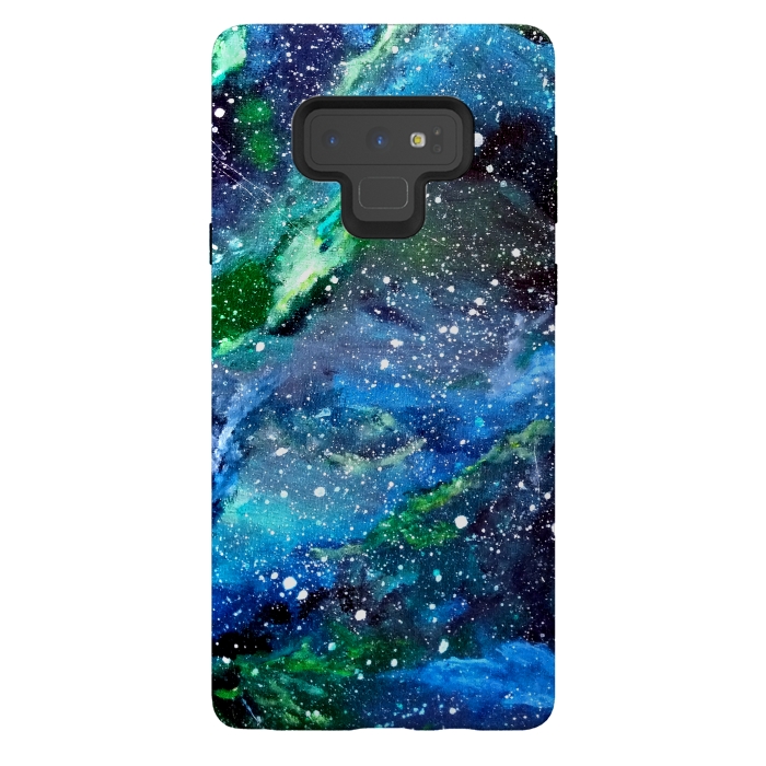 Galaxy Note 9 StrongFit Galaxy in Blue and Green by Gringoface Designs