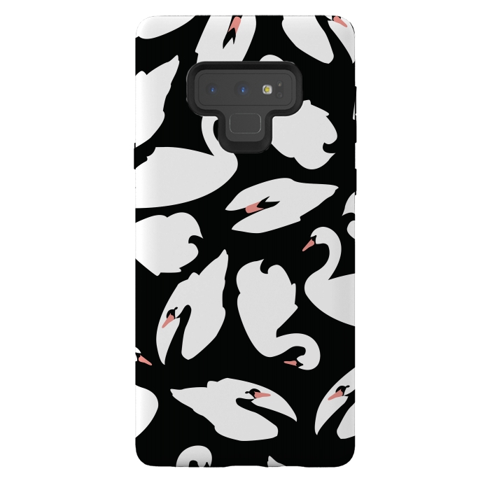 Galaxy Note 9 StrongFit White Swans On Black by Jelena Obradovic