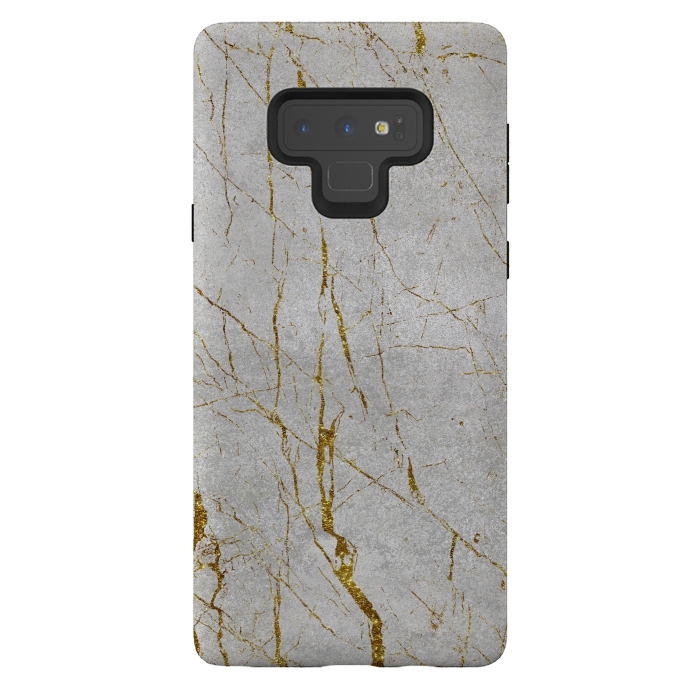 Galaxy Note 9 StrongFit Golden Marble Veins On Concrete 2 by Andrea Haase