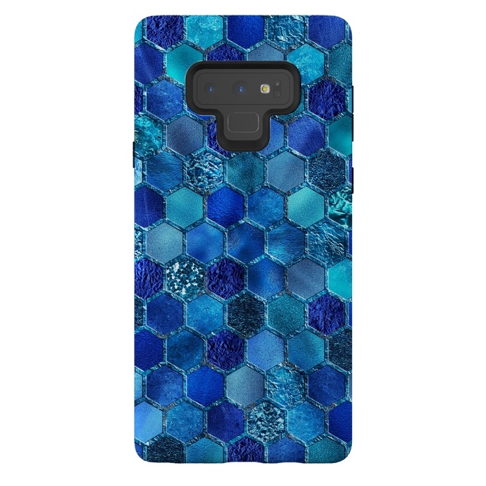 Galaxy Note 9 StrongFit Blue HOneycomb Glitter Pattern by  Utart