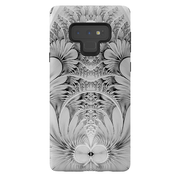 Galaxy Note 9 StrongFit Grey White Florish Fractal by Andrea Haase
