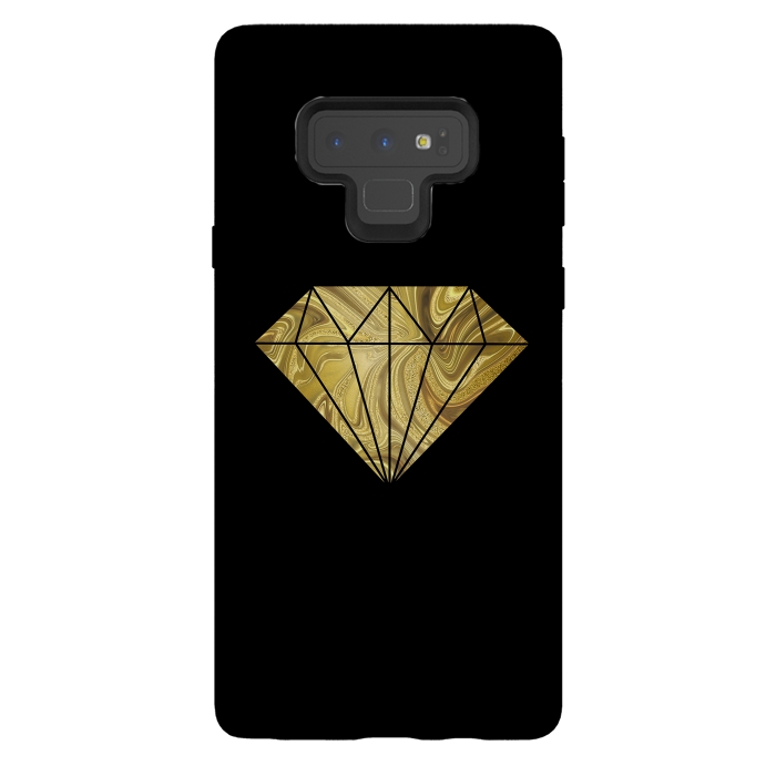 Galaxy Note 9 StrongFit Golden Diamond  Faux Glitter On Black by Andrea Haase