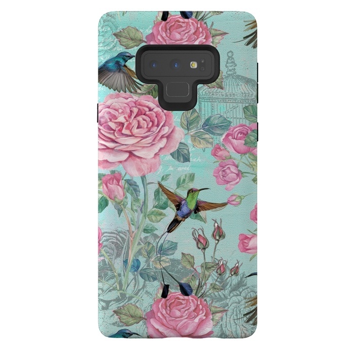 Galaxy Note 9 StrongFit Vintage Roses and Hummingbirds by  Utart