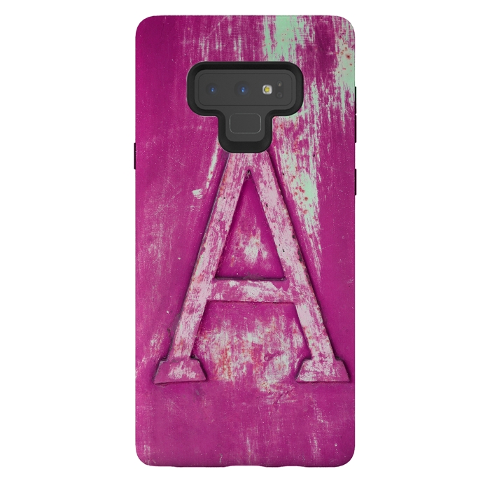 Galaxy Note 9 StrongFit Grunge Style Pink Letter A by Andrea Haase