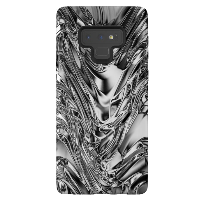 Galaxy Note 9 StrongFit Silver Aluminium Molten Metal Digital Texture by BluedarkArt