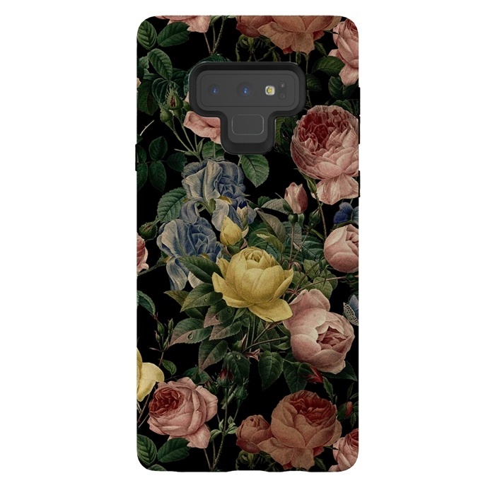Galaxy Note 9 StrongFit Victorian Vintage Roses on Black by  Utart