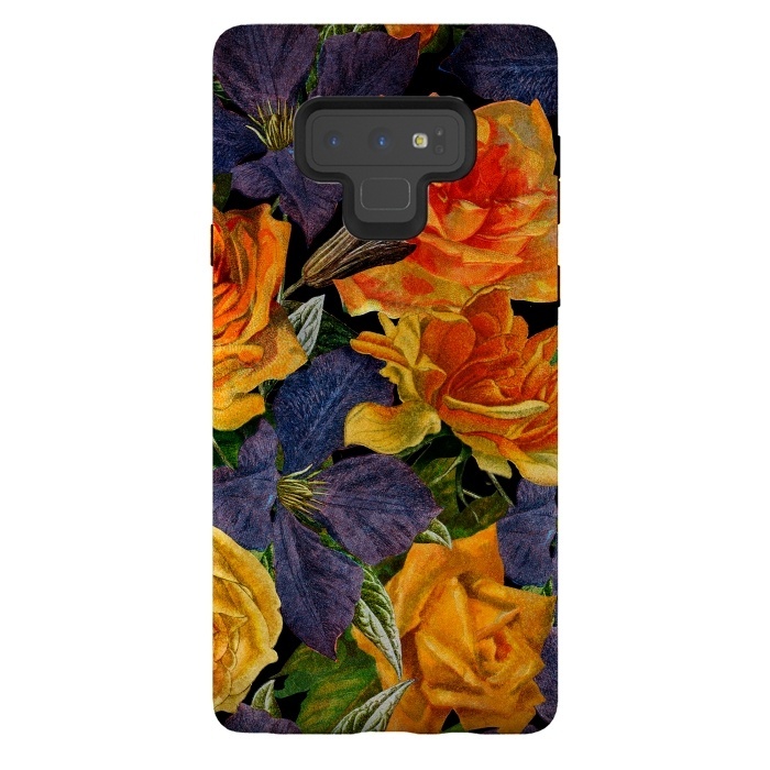 Galaxy Note 9 StrongFit Clematis and Yellow Vintage Roses by  Utart