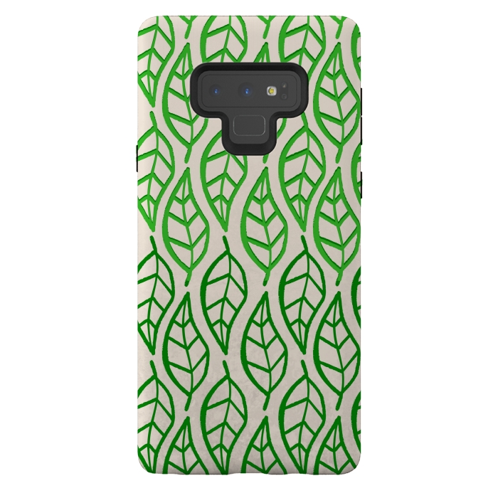 Galaxy Note 9 StrongFit leaf pattern green by MALLIKA