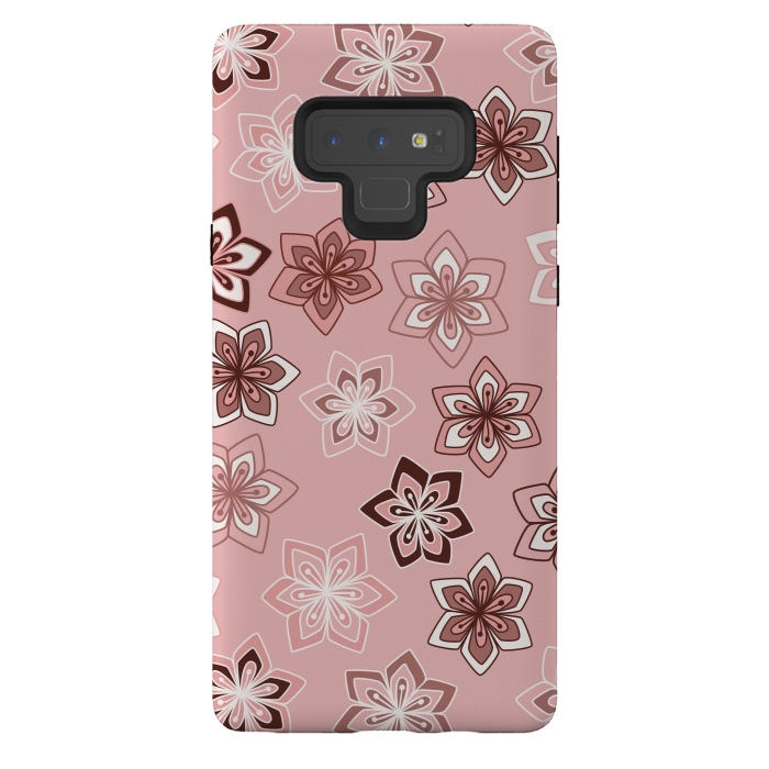 Galaxy Note 9 StrongFit Diamond flowers on pink by Paula Ohreen