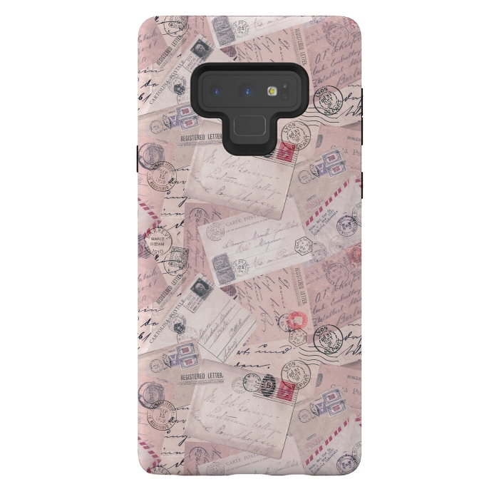 Galaxy Note 9 StrongFit Vintage Letter Collage In Soft Pink by Andrea Haase