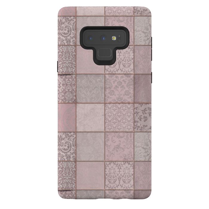 Galaxy Note 9 StrongFit Nostalgic Patchwork Tiles Soft Pink by Andrea Haase