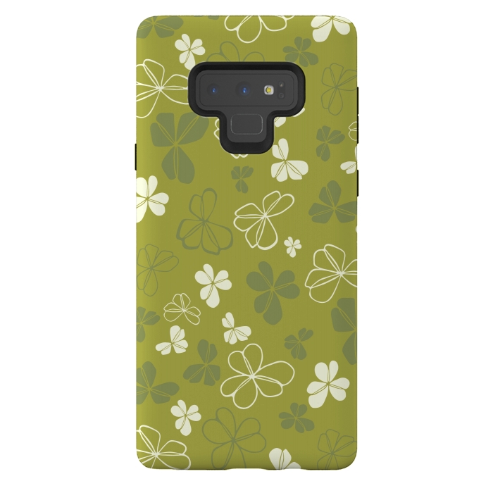 Galaxy Note 9 StrongFit Lucky Clover in Green and White by Paula Ohreen