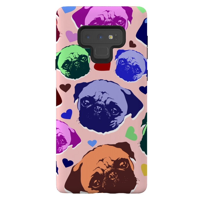 Galaxy Note 9 StrongFit Pug Puppy Dog Love Hearts Pattern  by BluedarkArt