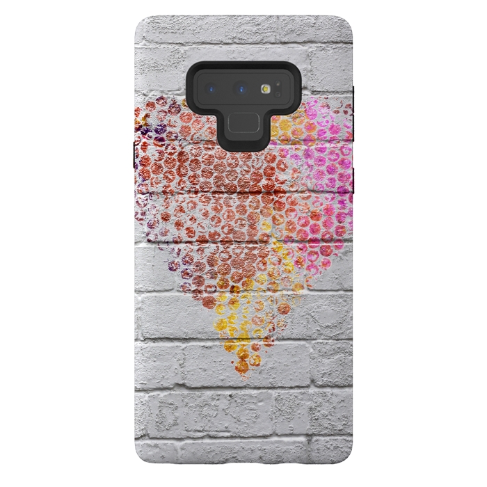 Galaxy Note 9 StrongFit Spray Paint Heart On Brick Wall by Andrea Haase