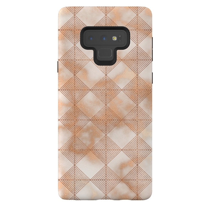 Galaxy Note 9 StrongFit Abstract Minimalistic Rose Gold Marble Quadrangles  by  Utart