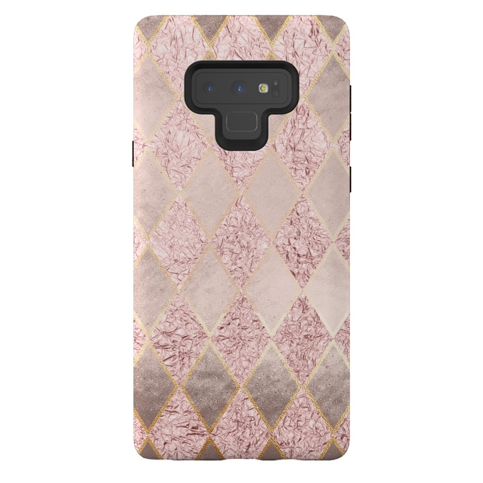 Galaxy Note 9 StrongFit Rose Gold Glitter Argyle by  Utart