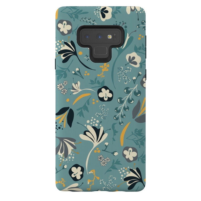 Galaxy Note 9 StrongFit Beautiful BC Bloom in Blue and Yellow by Paula Ohreen