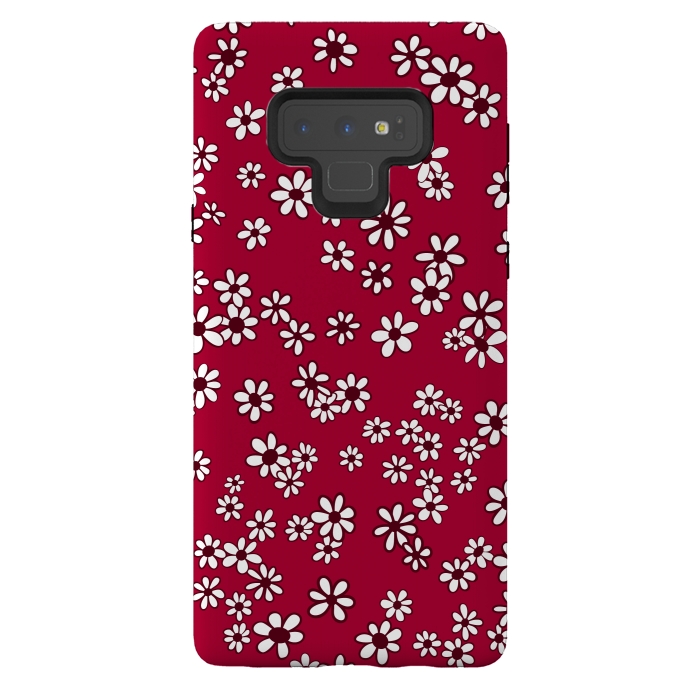 Galaxy Note 9 StrongFit Ditsy Daisies on Bright Pink by Paula Ohreen