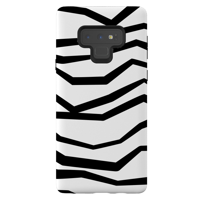 Galaxy Note 9 StrongFit Wavy Zig Zag Stripes Black And White 2 by Andrea Haase
