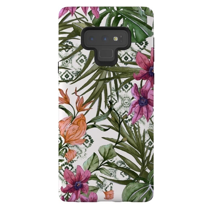 Galaxy Note 9 StrongFit Tropical tribal floral by Mmartabc