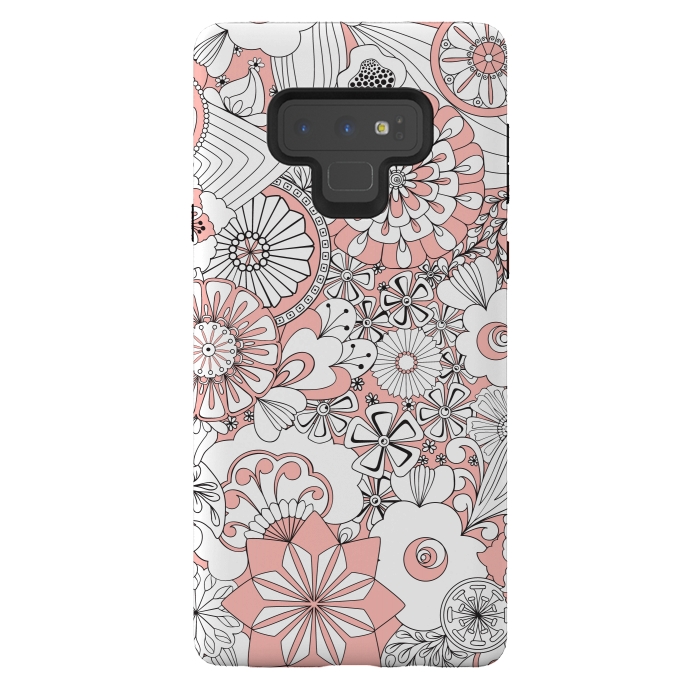 Galaxy Note 9 StrongFit 70s Flowers - Baby Pink and White by Paula Ohreen