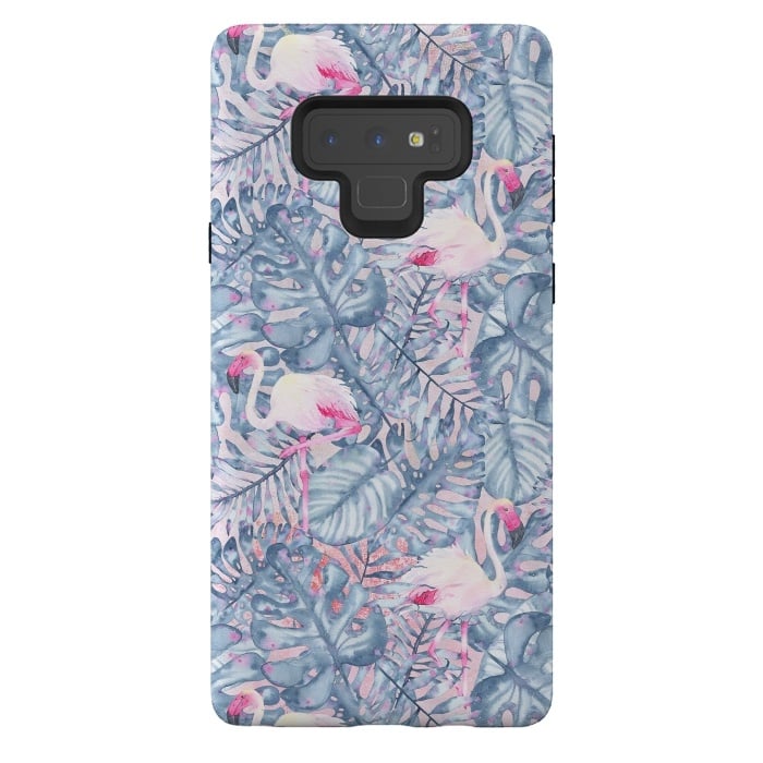 Galaxy Note 9 StrongFit Pink and Blue Flamingo Summer  by  Utart