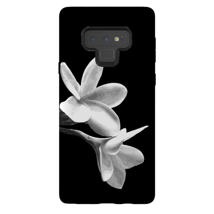 Galaxy Note 9 StrongFit White Flowers Black Background by Alemi