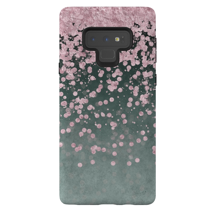 Galaxy Note 9 StrongFit Pink Glitter On Teal 2 by Andrea Haase