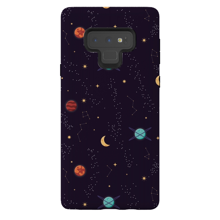 Galaxy Note 9 StrongFit Universe with planets and stars seamless pattern, cosmos starry night sky, vector illustration by Jelena Obradovic