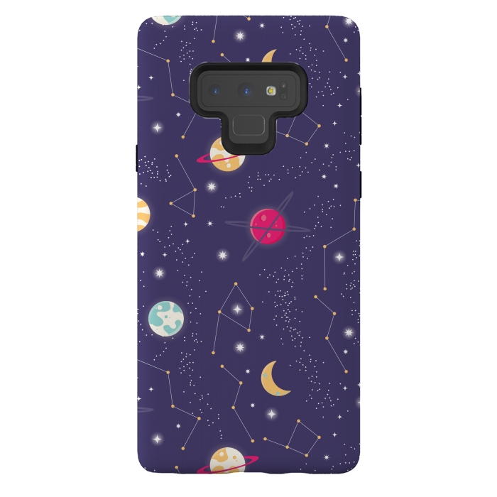 Galaxy Note 9 StrongFit Universe with planets and stars seamless pattern, cosmos starry night sky 006 by Jelena Obradovic
