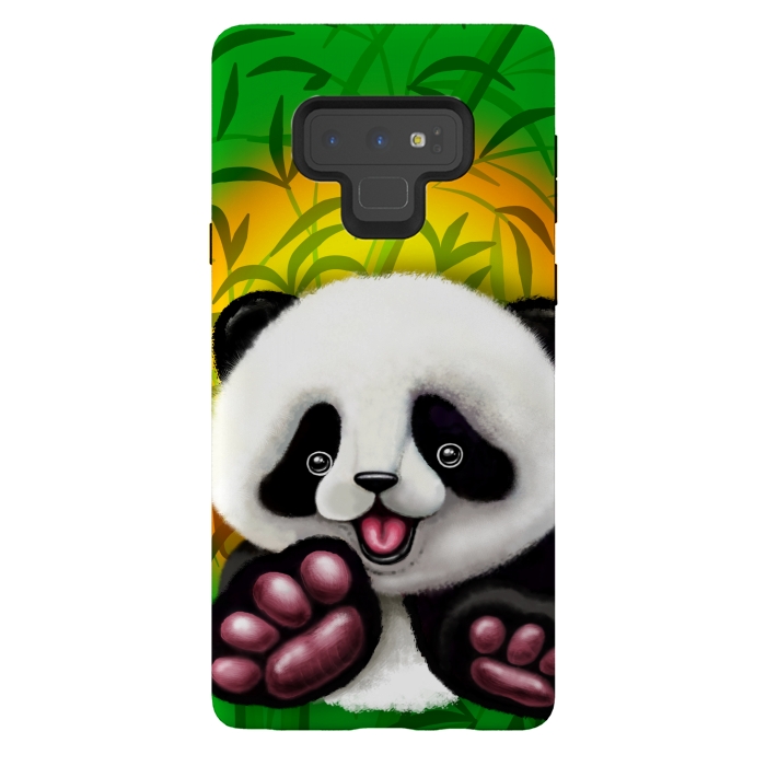 Galaxy Note 9 StrongFit Panda Baby Bear Cute and Happy by BluedarkArt