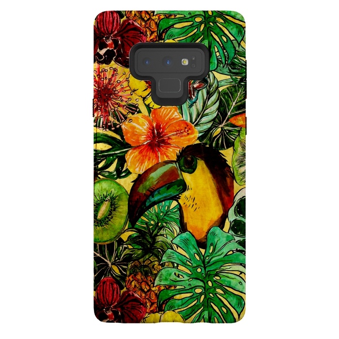Galaxy Note 9 StrongFit Tropical bird in flower jungle by  Utart